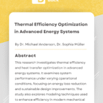 Thermal Efficiency Optimization in Advanced Energy Systems